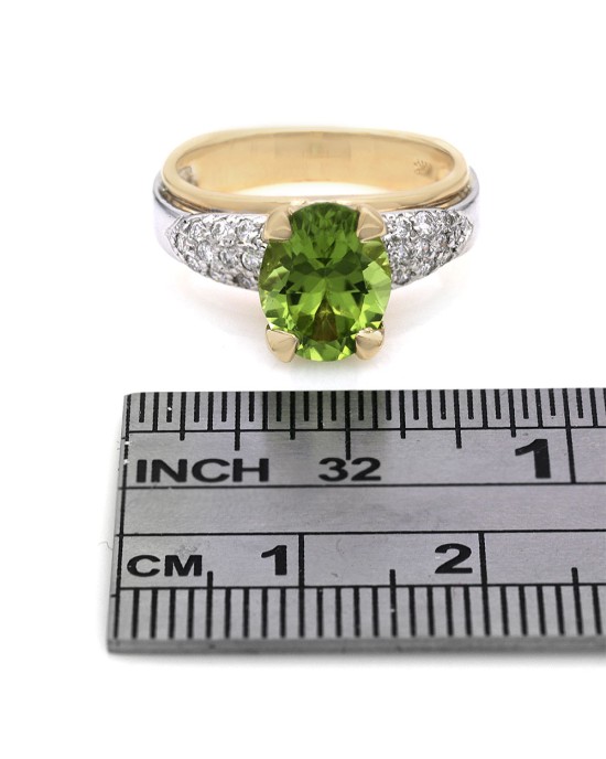 Peridot and Diamond Pave Fashion Ring